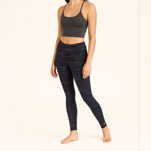 Champion Duo Dry Leggings M Navy Space Dye Stretch Athletic Pants Yoga Athleisur
